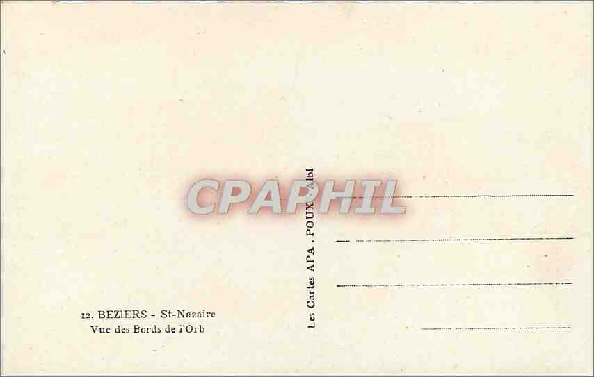 CPM Beziers St Nazaire Vue des Bords de l'Orb Peche Pecheur — Back