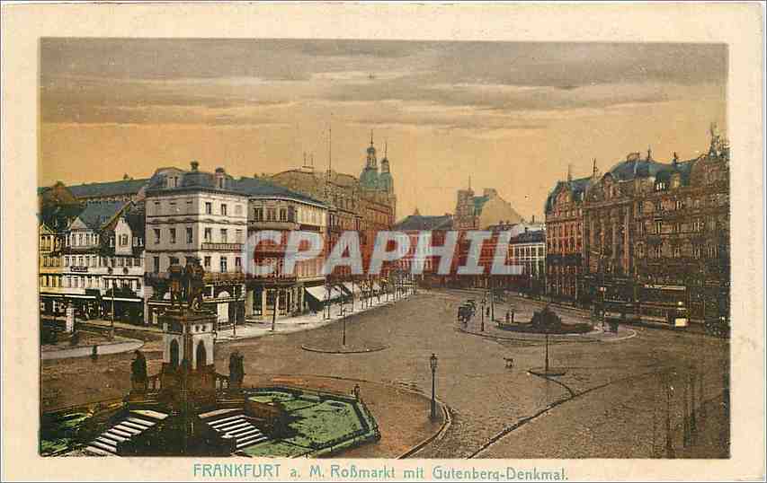 CPA Frankfurt aM Rossmarkt mit Gutenberg Denkmal 