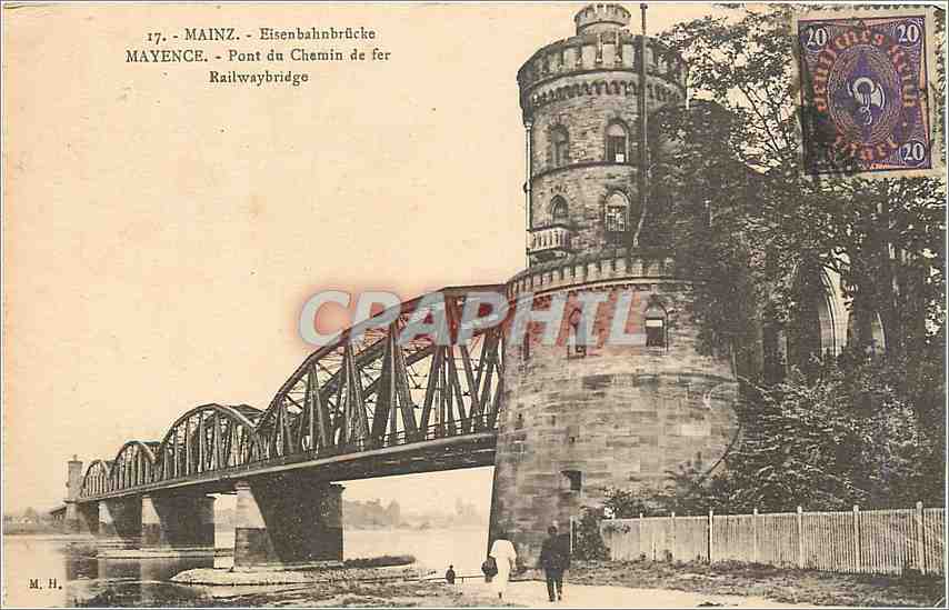 CPA Mainz Eisenbahnbrucke Mayence Pont du Chemin de fer Railwaybridge 