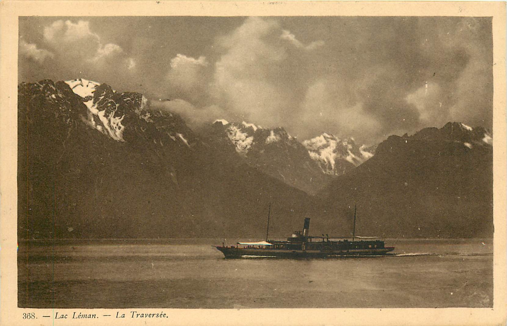 CPA Lac Leman La Traversee Bateau
