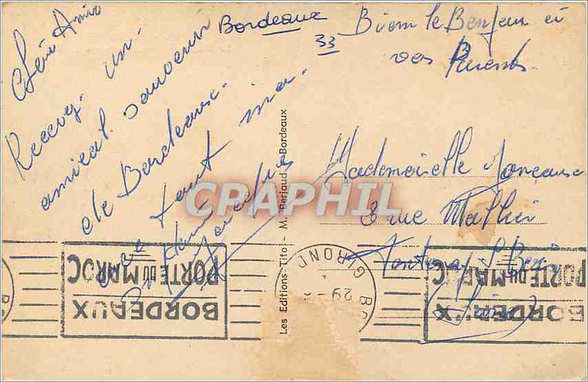 CPA Bordeaux Le Monument des Girondins Tito  — Verso