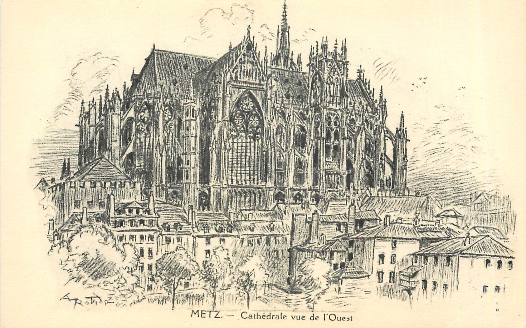 CPA Metz Cathedrale vue de l'Ouest 