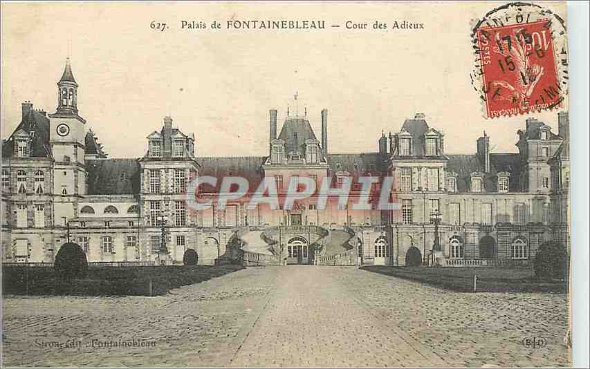 Palazzo di FONTAINEBLEAU — Cour des Adieux — Sirey, edit. Fontainebleau