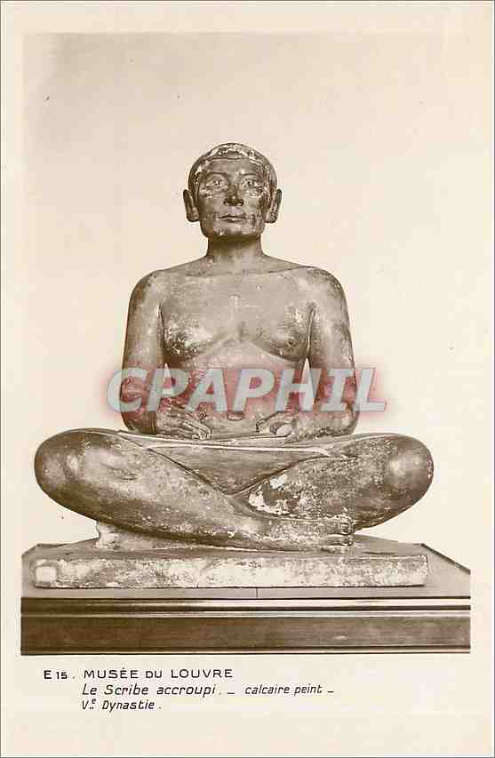 CPA Musee du Louvre Le Scribe accroupi Calcaire peint Dynastie 