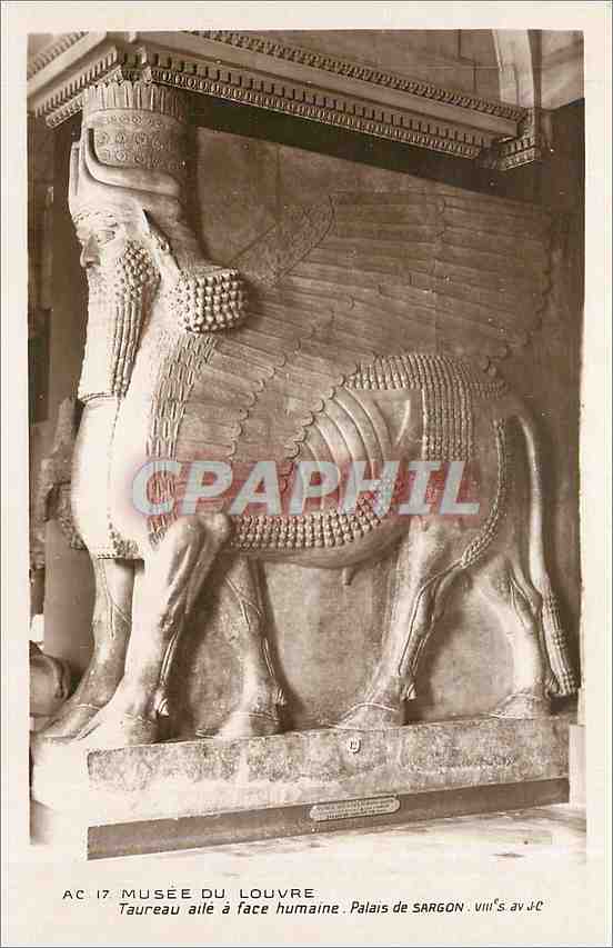CPA Musee du Louvre Taureau aile a face humaine Palais de Sargon 