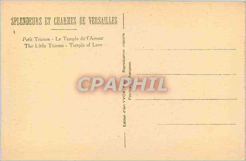 CPA Versailles Petit Trianon Le Temple de l'Amour  — Rückseite