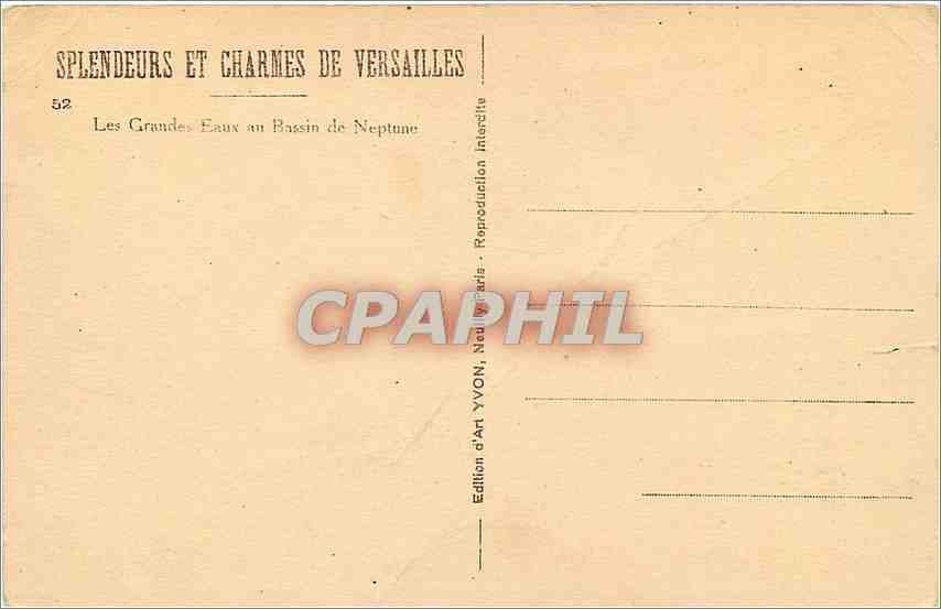CPA Versailles Les Grandes Eaux au Bassin de Neptune  — Verso