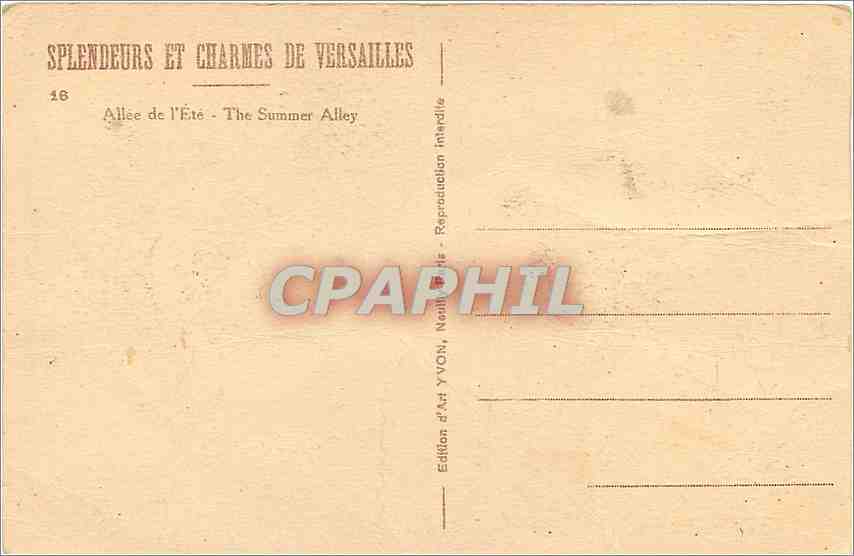 CPA Versailles Splendeurs et Charmes de Versailles Allee de l'Ete  — Verso