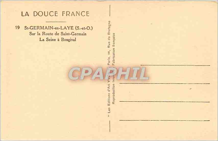 CPA Saint Germain en Laye S et O Sur la Route de Saint Germain La Seine a Bougival  — Back
