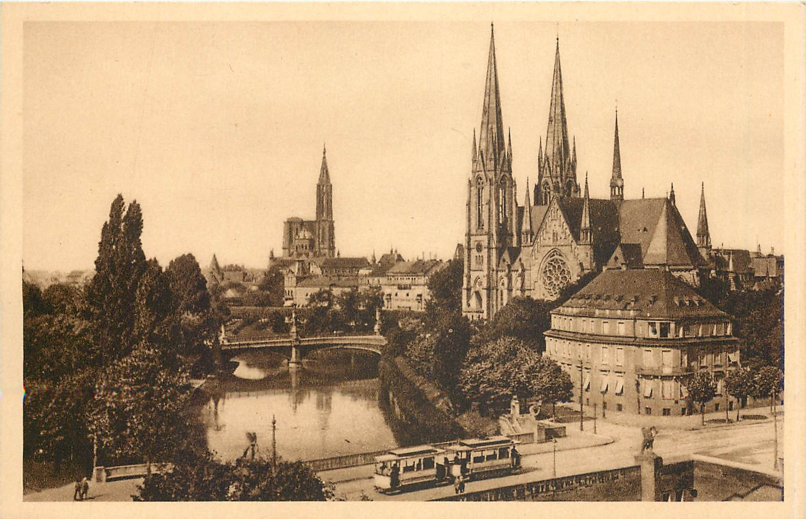 CPA Strasbourg Eglise Saint Paul et Cathedrale 