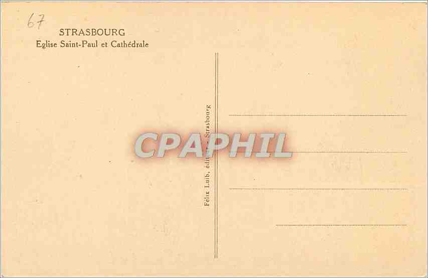 CPA Strasbourg Eglise Saint Paul et Cathedrale  — Rückseite