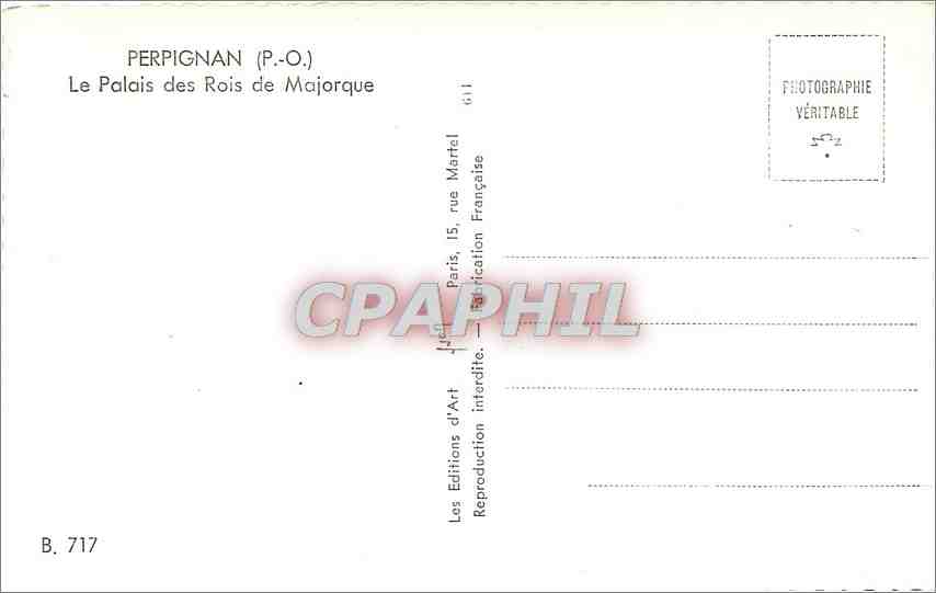 CPA Perpignan PO Le Palais des Rois de Majorque  — Rückseite