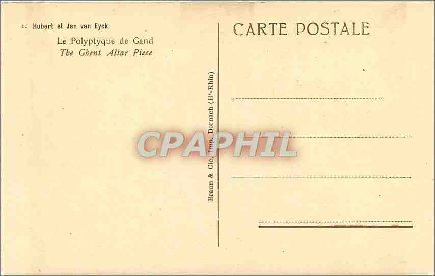 CPA Hubert et Jan van Eyck Le Polyptyque de Gand  — Back