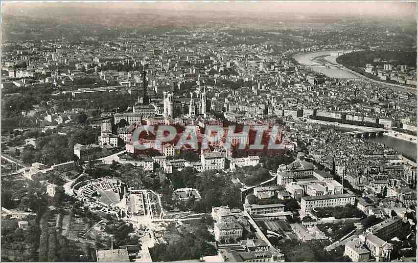 CPM Lyon Le Theatre Romain et la Colline de Fourviere puis la Saone et le Rhone 