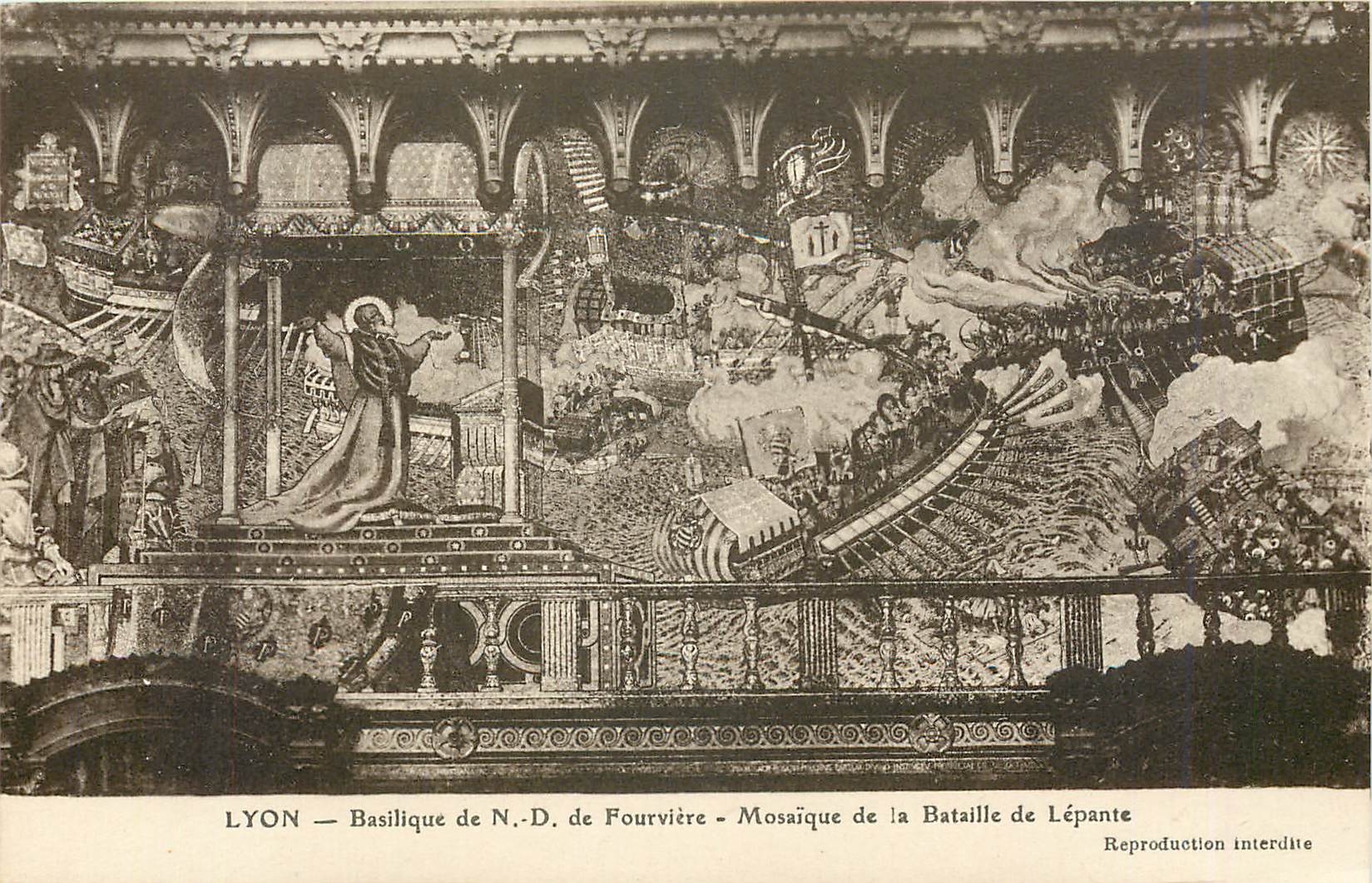 CPA Lyon Basilique de ND de Fourviere Mosaique de la Bataille de Lepante 