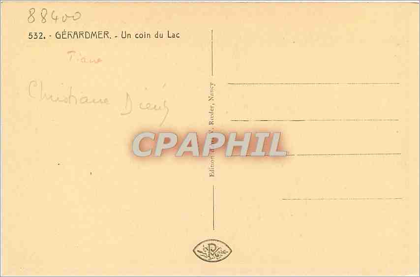 CPA Gerardmer Un Coin du Lac  — Rückseite