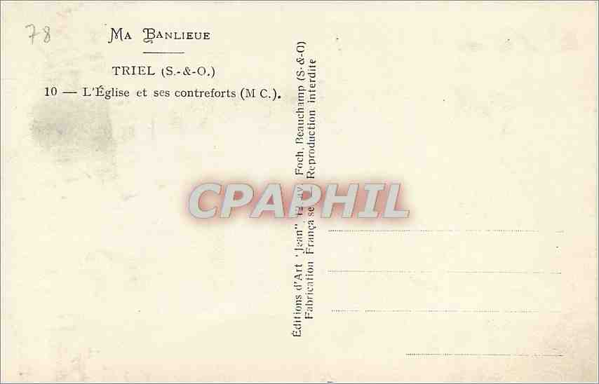 CPM Triel S O L'Eglise et ses Contreforts MC  — Back