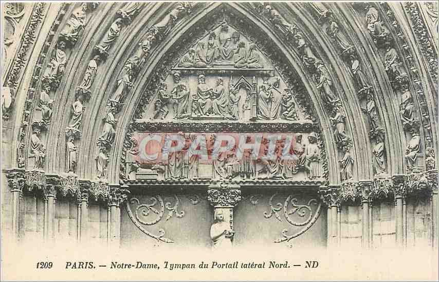 CPA Paris Notre Dame Tympan du Portail lateral Nord 