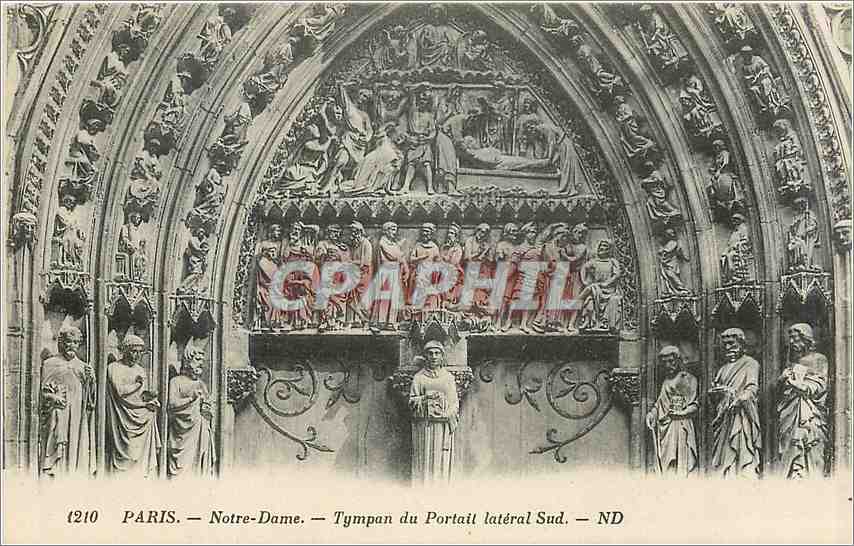 CPA Paris Notre Dame Tympan du Portail lateral Sud 