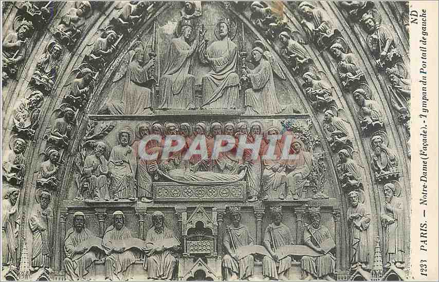 CPA Paris Notre Dame Facade Tympan du Portail de gauche 
