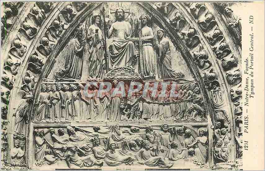 CPA Paris Notre Dame Facade Tympan du Portail Central 