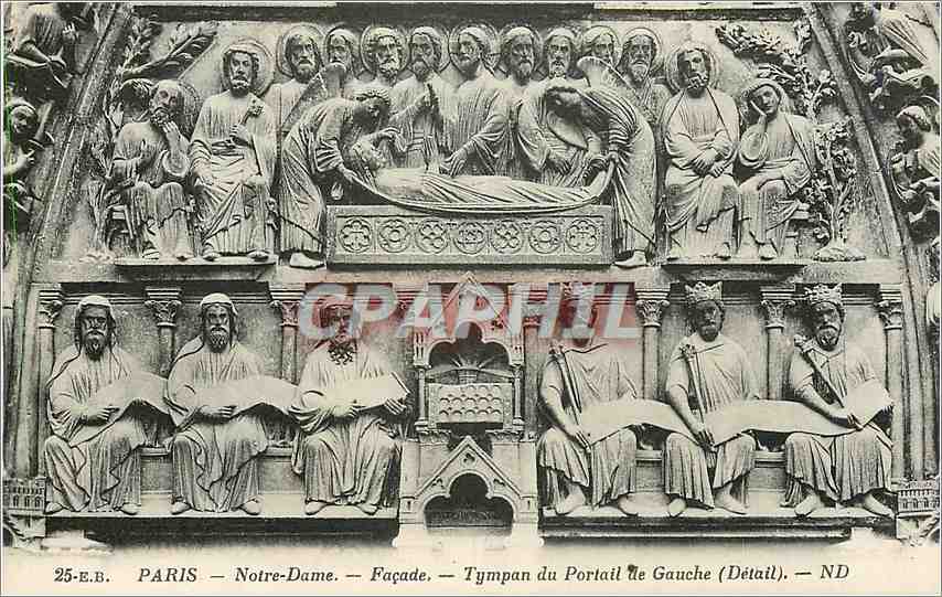CPA Paris Notre Dame Tympan du Portail de Gauche Detail 