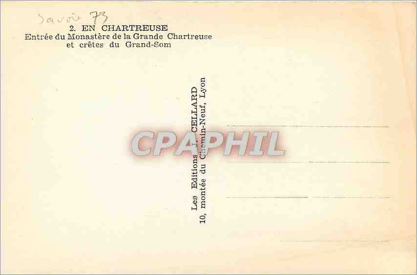 CPA En Chartreuse Entree du Monastere de la Grande Chartreuse et cretes du Grand Som  — Rückseite