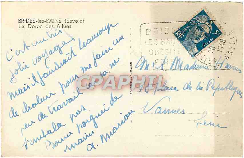 CPA Brides les Bains Savoie Le Doron des Allees  — Rückseite