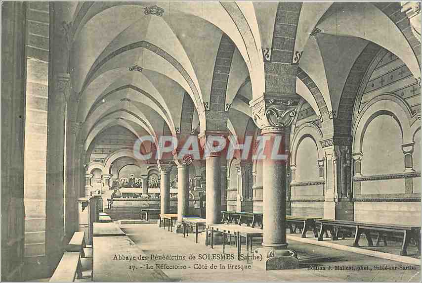 CPA Abbaye de Benedictins de Solesmes Sarthe Le Refectoire Cote de la Fresque 