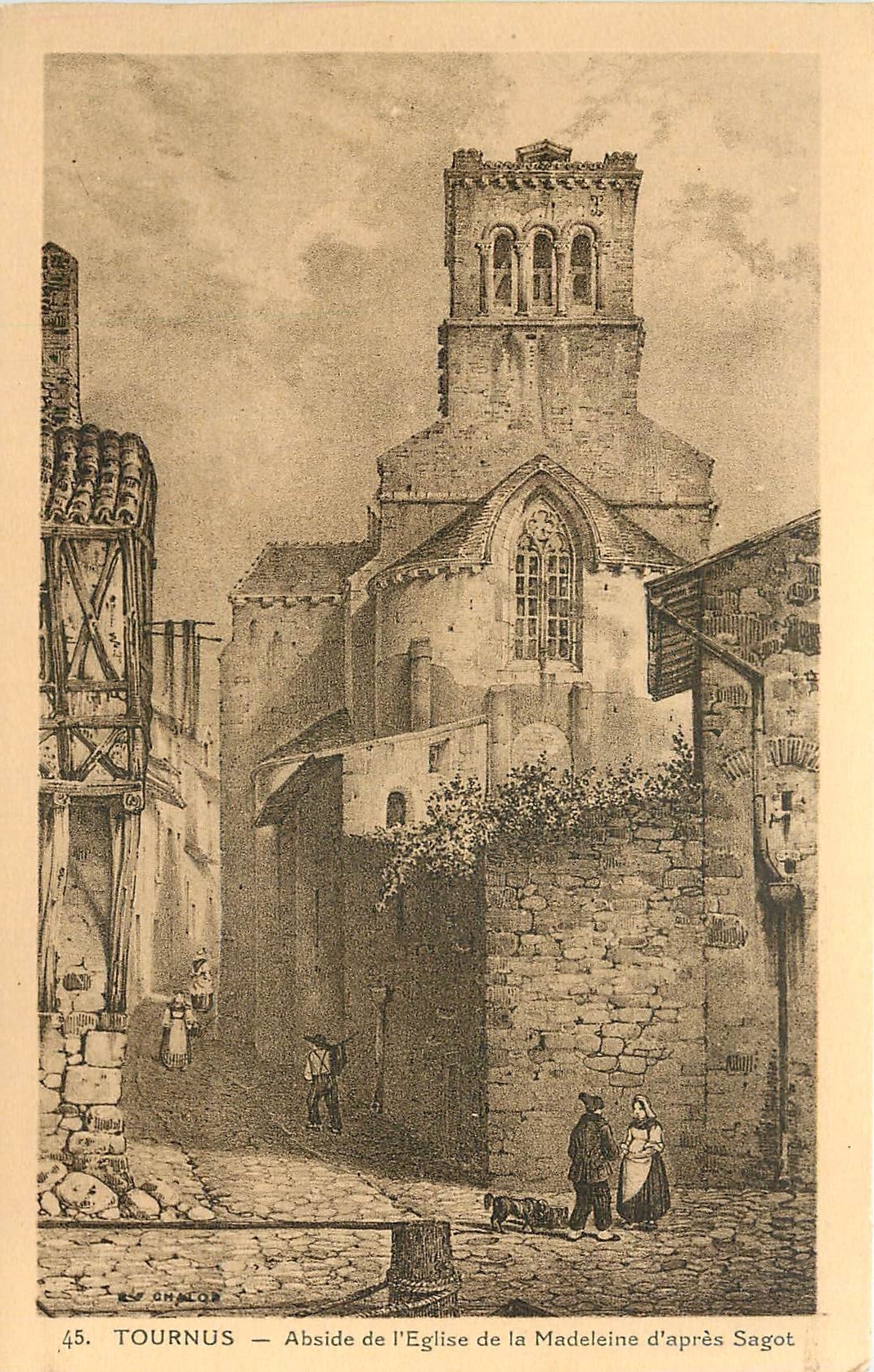 CPA Tournus Abside de l'Eglise de laq Madeleine d'apres Sagot 