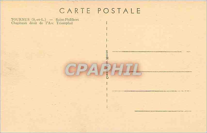 CPA Tournus S et L Saint Philibert Chapiteau droit de l'Arc Triomphal  — Rückseite