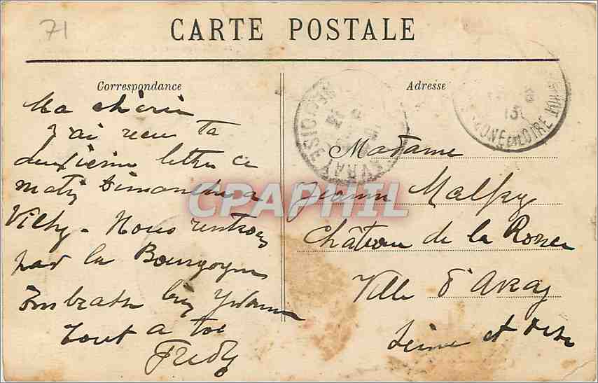CPA Paray le Monial Apparition du Sacre Coeur Ane Mule — Verso