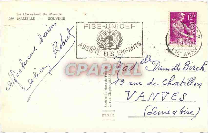 CPM Marseille Souvenir  — Rückseite