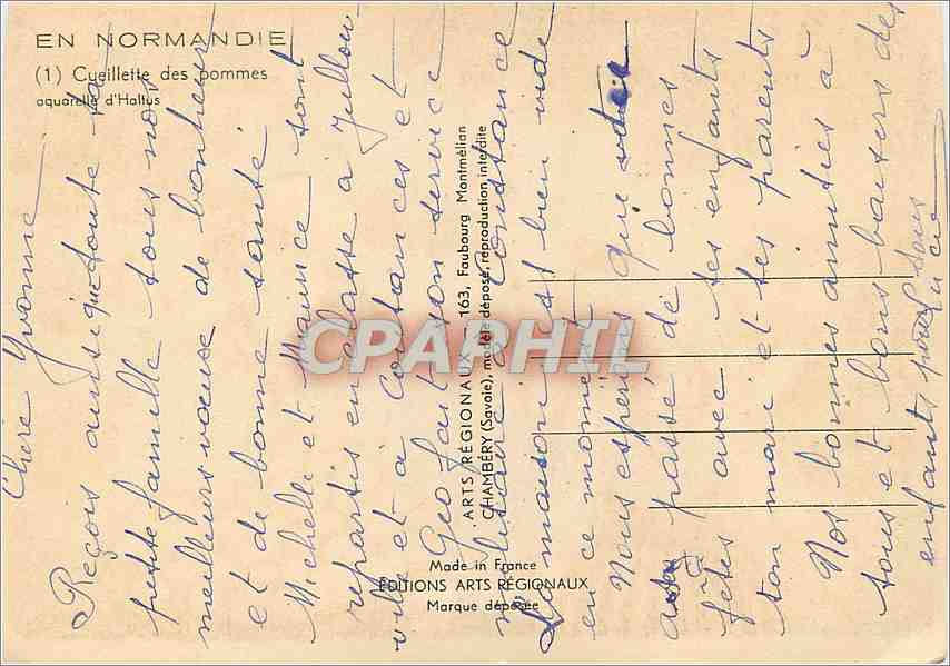 CPA En Normandie Cueillette des pommes  — Verso