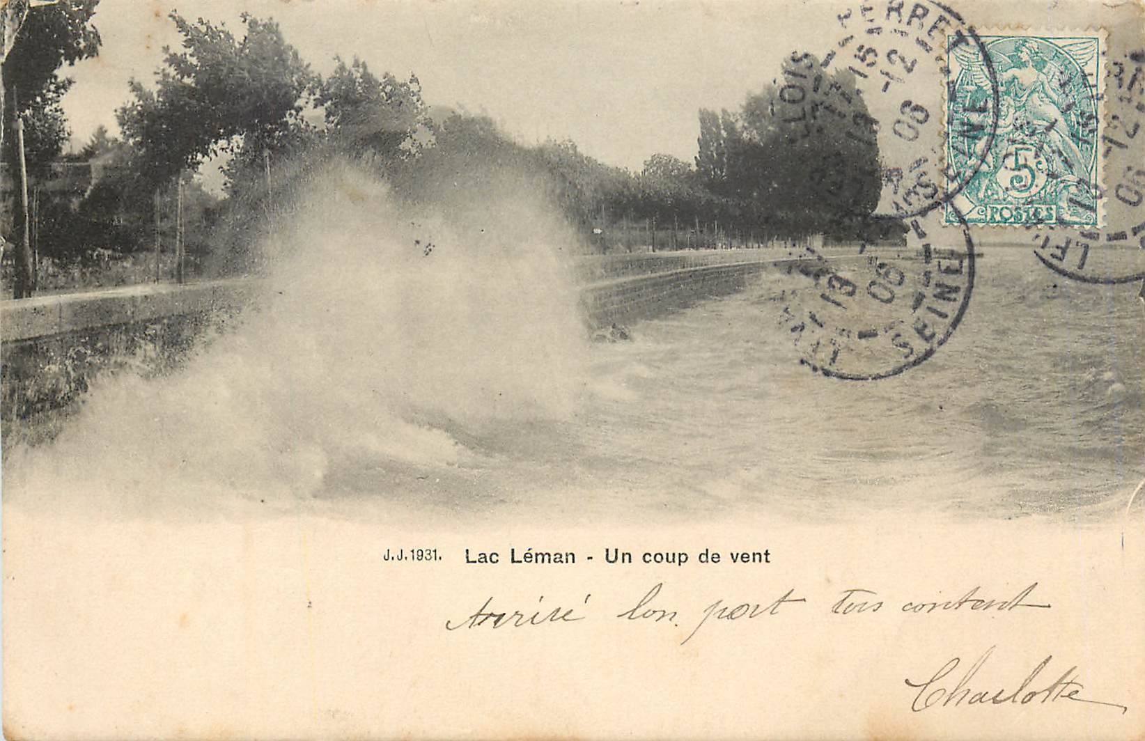 CPA Lac Leman Un coup de vent 