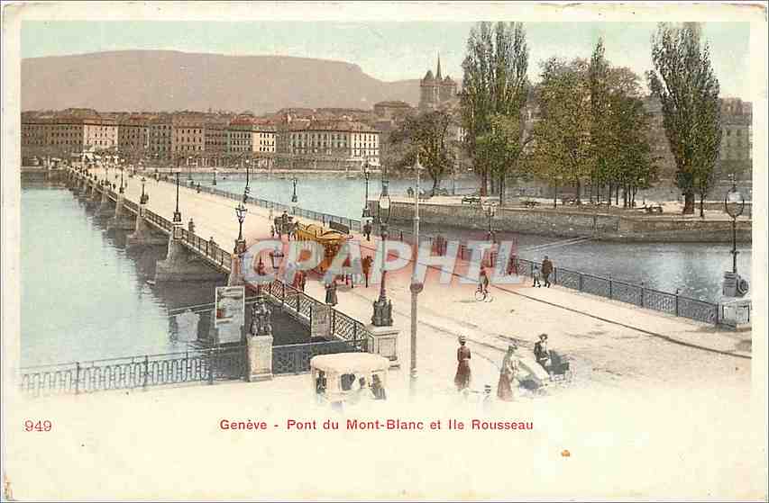 CPA Geneve Pont du Mont Blanc et Ile Rousseau 