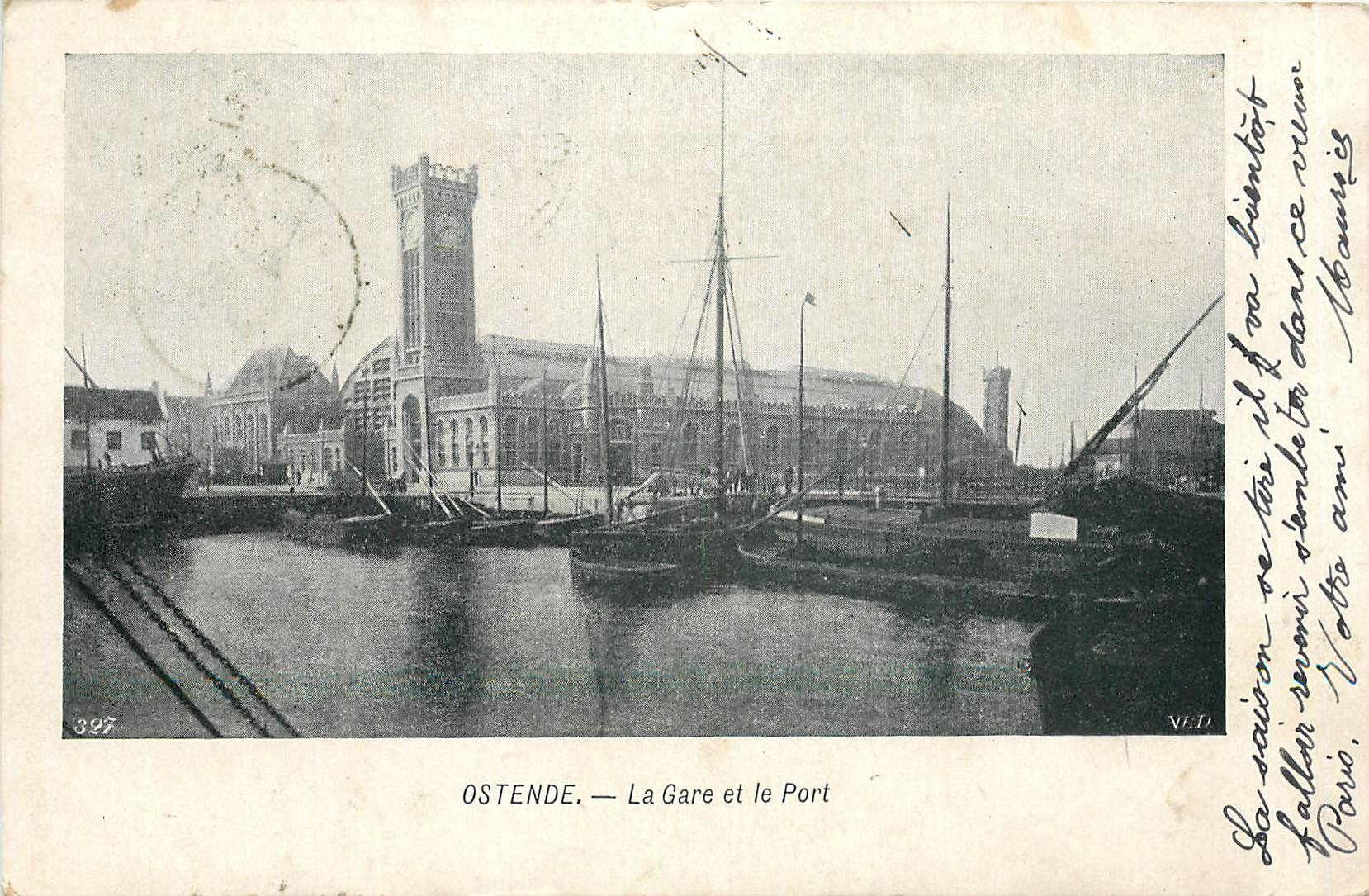 CPA Ostende La Gare et le Port Bateau