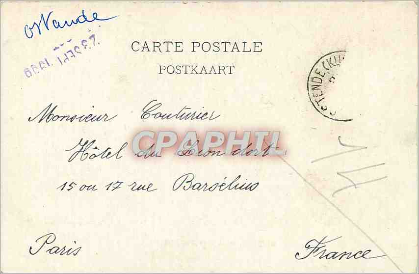 CPA Ostende La Gare et le Port Bateau — Rückseite