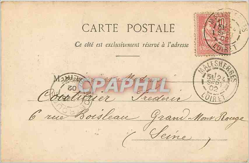 CPA Malesherbes La Sabliere  — Verso
