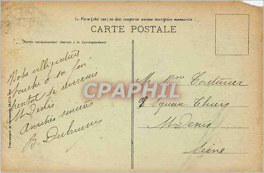 Gourdon (A.-M.) — Ligne du Sud de la France (Alt. 758m) — Chemin du Paradis — Édition Gillet, n° 1113 — Rückseite