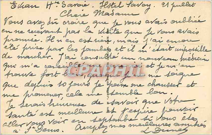 CPA Evian les Bains Les terrasses et jardin  — Verso