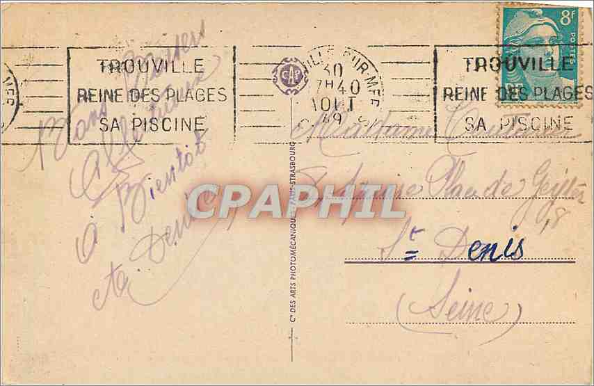 CPA Trouville Reine des Plages Place du Marechal Foch  — Verso