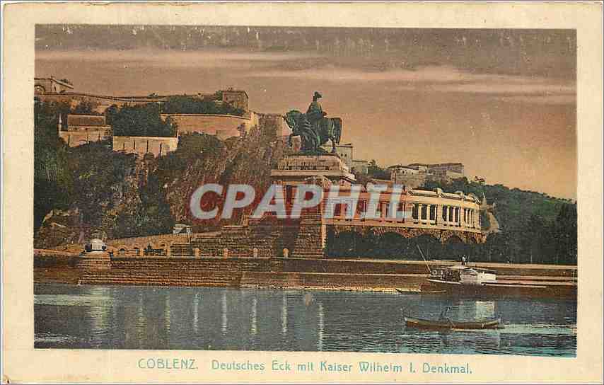 CPA Coblenz Deutsches Eck mit Kaiser Wilhelm I Denkmal 