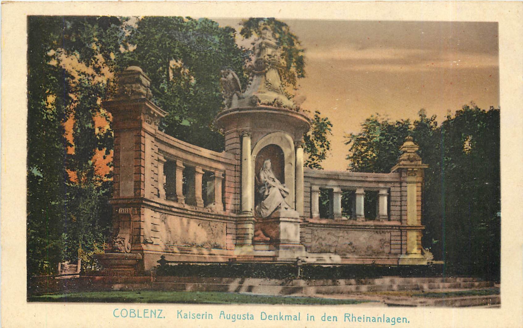 CPA Coblenz Kaiserin Augusta Denkmal in den Rheinanlagen 