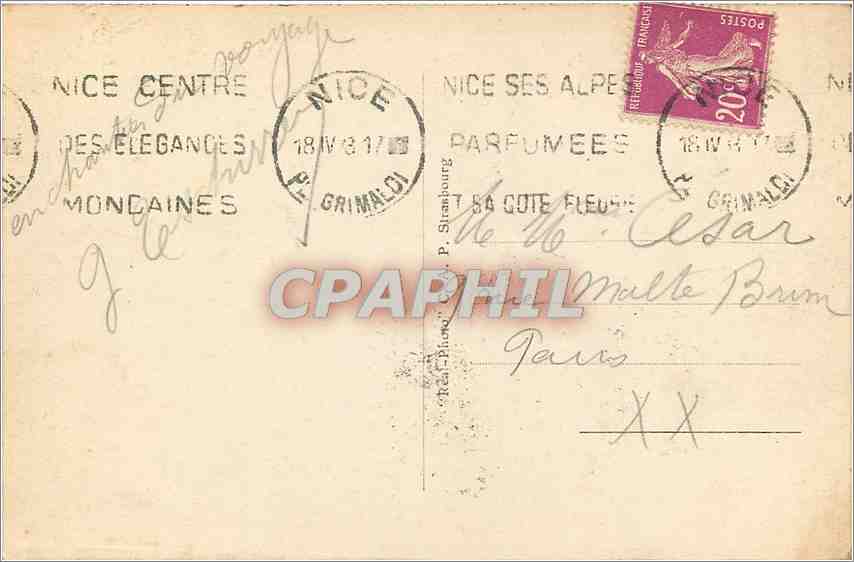CPA Monte Carlo Les Jardins et le Casino  — Verso