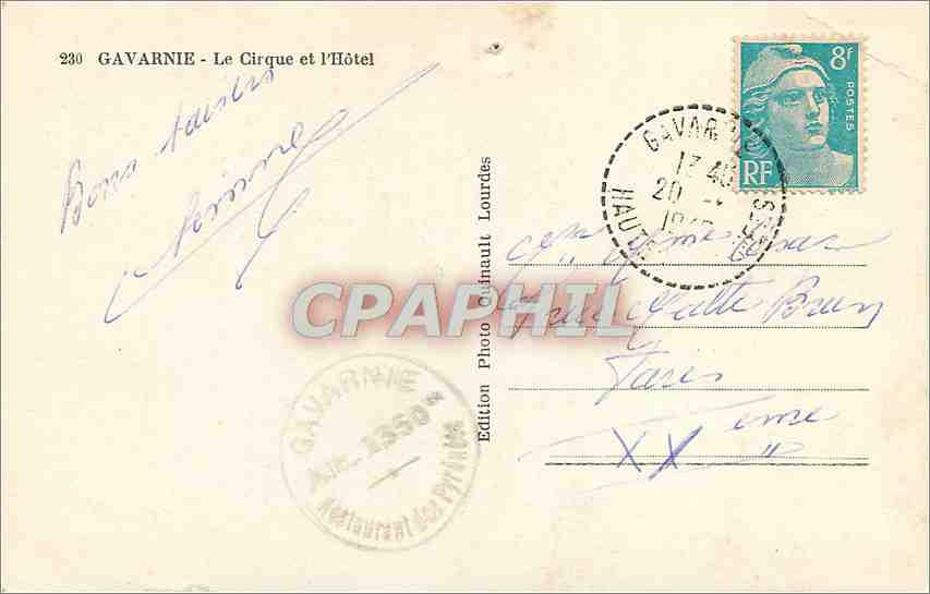 CPA Gavarnie Le Cirque et l'Hotel  — Verso