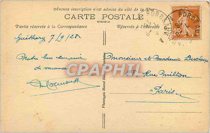 CPA Guethary BP Plage de Cenitz a la tombee du jour  — Rückseite