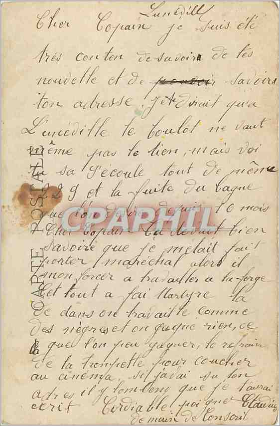 CPA Souvenir du 8eme d'Artillerie  Luneville Quartier Treuille de Beaulieu — Rückseite