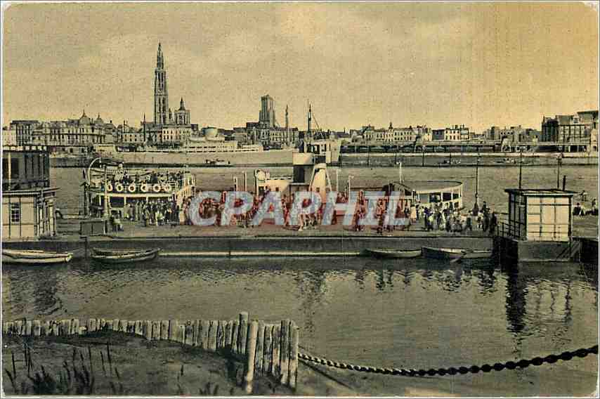 CPM Anvers Rive gauche avec vue sur l'Escaut Bateau