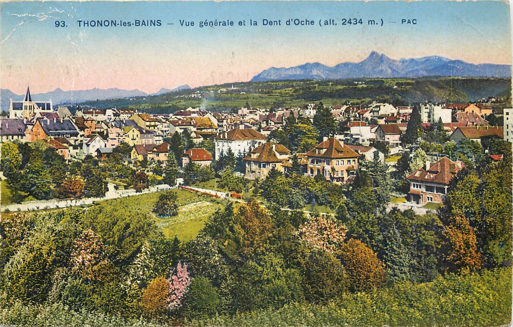 CPA Thonon les Bains Vue generale et la Dent d'Oche 